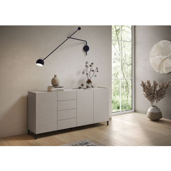 Buffet/meuble TV/buffet haut Solaria blanc brillant - Buffet 3 portes 130 x 40 x 84 cm Solaria blanc brillant