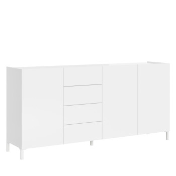 Buffet/meuble TV/buffet haut Solaria blanc brillant - Buffet 3 portes/4 tiroirs 174x40x84 cm Solaria blanc brillant