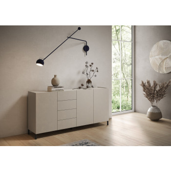 Buffet/meuble TV/buffet haut Solaria blanc brillant - Buffet 3 portes/4 tiroirs 174x40x84 cm Solaria blanc brillant