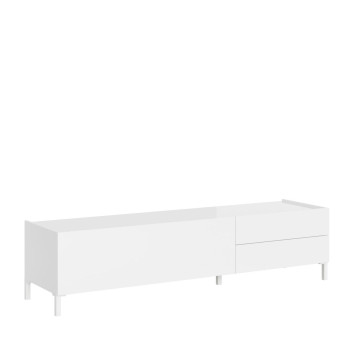 Buffet/Meuble TV/Buffet haut Solaria Blanc brillant - Meuble TV 1 porte/2 tiroirs 160 x 42 x 40 cm Solaria Blanc brillant