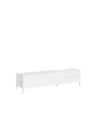 Buffet/Meuble TV/Buffet haut Solaria Blanc brillant - Meuble TV 1 porte/2 tiroirs 160 x 42 x 40 cm Solaria Blanc brillant