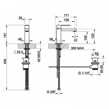 Mitigeur lavabo avec vidage 20001 GESSI