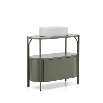 Meuble de salle de bain Arely avec structure en acier et MDF laqué