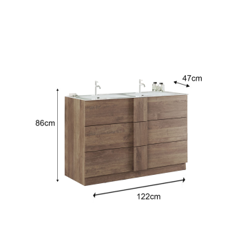 Meuble de salle de bain JUPITER avec double vasque et 2 ou 3 tiroirs 