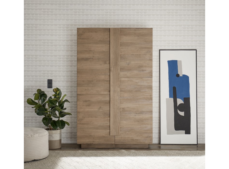 Meuble de rangement 2 portes JUPITER 121x44x193 cm coloris noyer