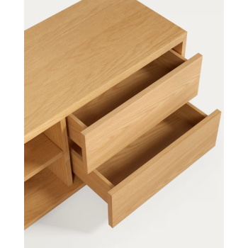 Meuble TV Abilen 2 portes 2 tiroirs placage blanc 200 x 44 cm FSC 100%