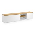 Meuble TV Abilen 2 portes 2 tiroirs placage blanc 200 x 44 cm FSC 100%