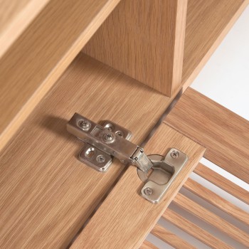 Meuble TV 2 portes Beyla en bois massif et placage chêne 180 x 49,5 cm FSC100%