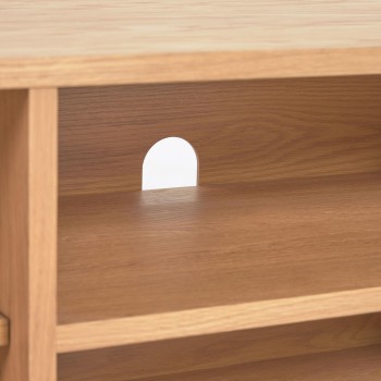 Meuble TV 2 portes Beyla en bois massif et placage chêne 180 x 49,5 cm FSC100%