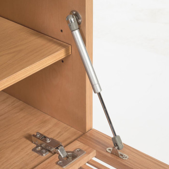 Meuble TV 2 portes Beyla en bois massif et placage chêne 180 x 49,5 cm FSC100%