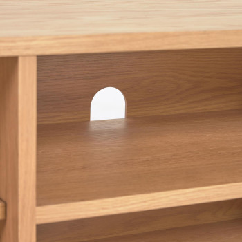 Meuble TV 2 portes Beyla en bois massif et placage chêne 180 x 49,5 cm FSC100%