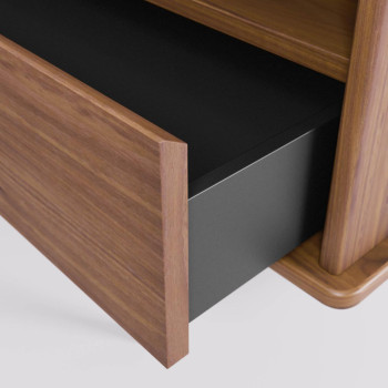 Meuble TV Carolin 1 porte et 1 tiroir, placage noyer, 180 x 63,5 cm