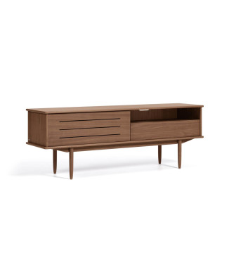 Meuble TV Carolin 1 porte et 1 tiroir, placage noyer, 180 x 63,5 cm