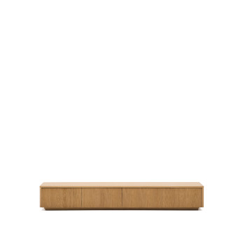 Meuble TV Helvine 4 tiroirs en placage chêne 200 x 30 cm FSC 100%