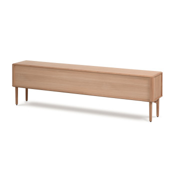 Meuble TV Lenon 2 portes en bois massif et placage chêne 200 x 57 cm, certifié FSC MIX