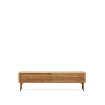 Meuble TV 2 portes Lenon en bois massif et placage chêne 200 x 57 cm FSC MIX Crédit