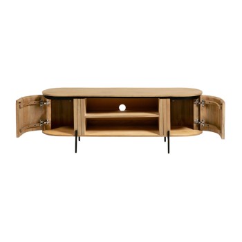 Meuble TV 2 portes Licia en bois de manguier massif de 6 cm