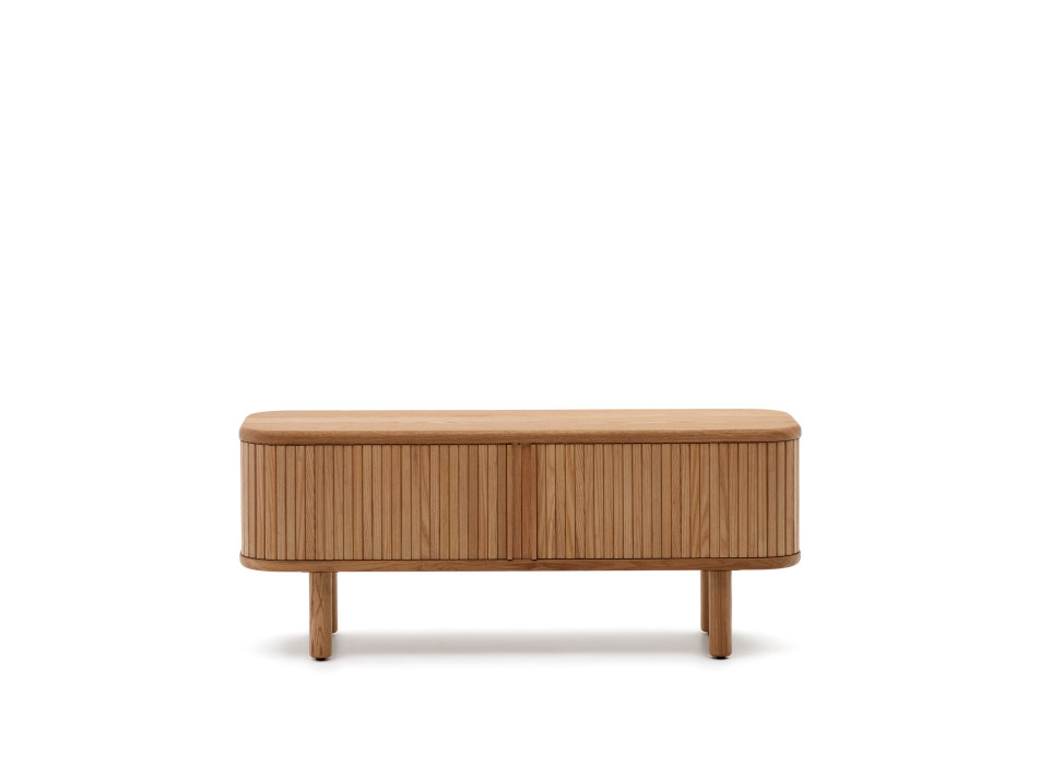 Meuble TV 2 portes Mailen en placage de frêne avec finition