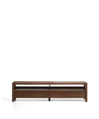 Meuble TV Norani en bois massif et placage d'acacia 200 x 50 cm