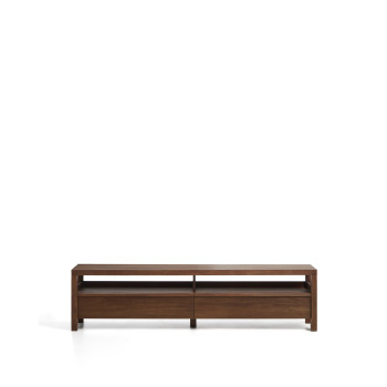 Meuble TV Norani en bois massif et placage d'acacia 200 x 50 cm