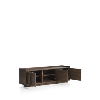 Meuble TV Onix en placage noyer finition foncée 150 x 47 cm Crédit FSC Mix