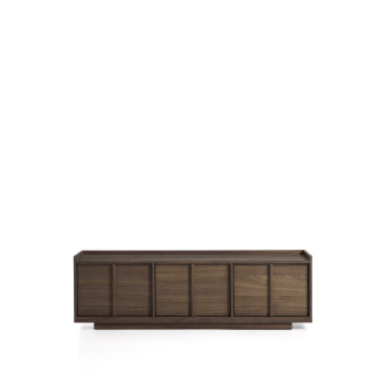 Meuble TV Onix en placage noyer finition foncée 150 x 47 cm Crédit FSC Mix
