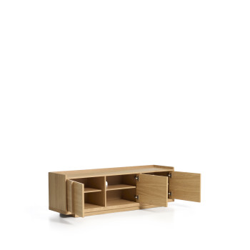 Meuble TV Onix en placage chêne finition naturelle 150 x 47 cm Crédit FSC Mix