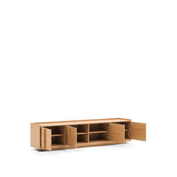 Meuble TV Onix en placage chêne finition naturelle 200 x 45 cm Crédit FSC Mix