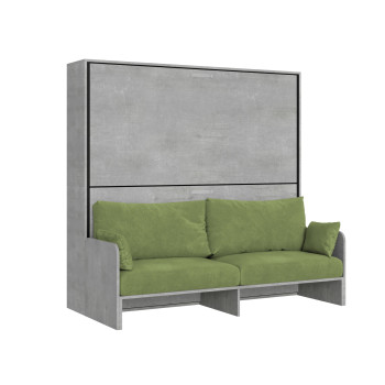 Mod.Kando Double avec canapé - Lit double escamotable Kando avec canapé avec matelas en frêne blanc et vert