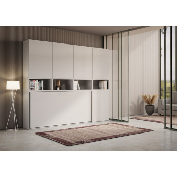 Lit simple escamotable Kando en frêne blanc avec rangement - Lit simple escamotable Kando, comp.C, frêne blanc