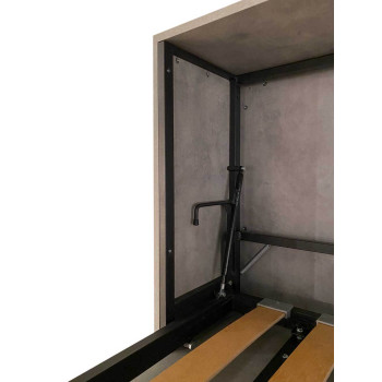 Mod.Kando Single avec canapé - Lit simple escamotable Kando avec canapé avec matelas en frêne blanc, bleu clair