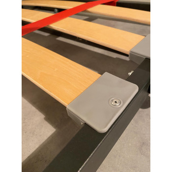 Mod.Kando Single avec canapé - Lit simple escamotable Kando avec canapé avec matelas en frêne blanc, bleu clair