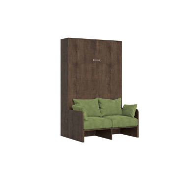 Mod. Kentaro French 140 avec canapé - Lit double escamotable Kentaro 140 avec canapé en frêne blanc, vert