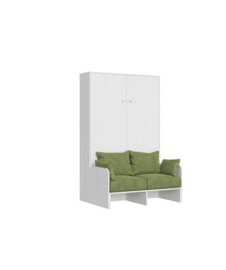 Mod. Kentaro French 140 avec canapé - Lit double escamotable Kentaro 140 avec canapé en frêne blanc, vert