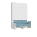Lit double escamotable Kentaro 160 cm avec canapé et élément mural