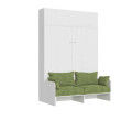 Lit double escamotable Kentaro 160 cm avec canapé et élément mural