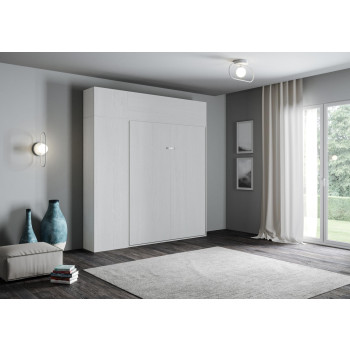 Mod.Kentaro Matrimoniale 160 - Lit double escamotable Kentaro 160 avec meubles en frêne blanc