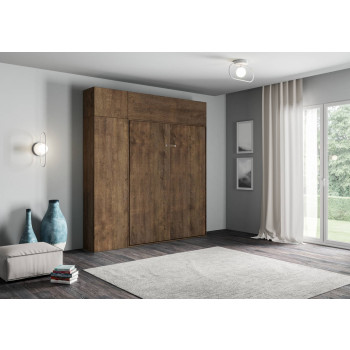 Mod.Kentaro Matrimoniale 160 - Lit double escamotable Kentaro 160 avec meubles en frêne blanc