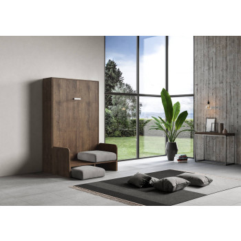 Canapé Kentaro français - Lit double escamotable vertical 140 cm Canapé Kentaro Frêne blanc