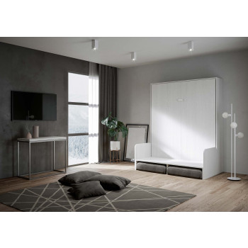 Canapé double Kentaro - Lit double escamotable vertical de 160 cm Canapé Kentaro Frêne blanc