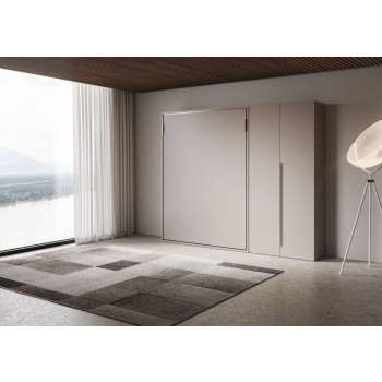 Mod. Versia French 140 avec armoire 2 portes gauche-droite - Lit double français escamotable Versia 140 avec armoire 2 portes droite argile