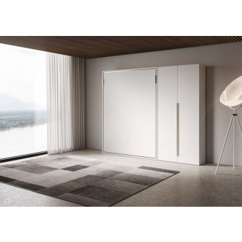 Mod. Versia French 140 avec armoire 2 portes gauche-droite - Lit double français escamotable Versia 140 avec armoire 2 portes droite argile