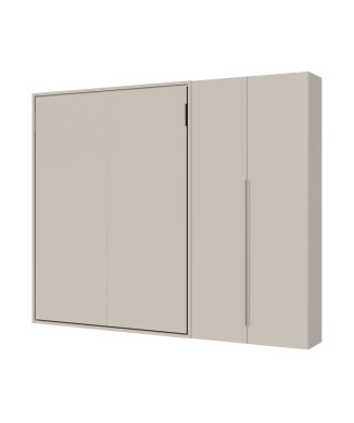 Mod. Versia French 140 avec armoire 2 portes gauche-droite - Lit double français escamotable Versia 140 avec armoire 2 portes droite argile