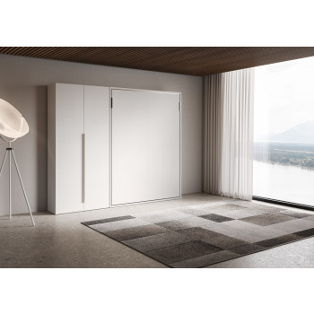 Mod. Versia French 140 avec armoire 2 portes gauche-droite - Lit double escamotable français 140 Versia avec armoire 2 portes gauche argile