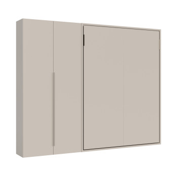 Mod. Versia French 140 avec armoire 2 portes gauche-droite - Lit double escamotable français 140 Versia avec armoire 2 portes gauche argile