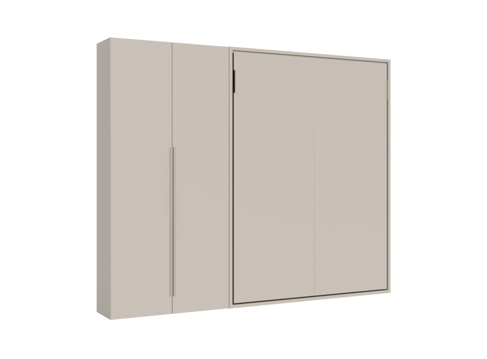 Mod. Versia French 140 avec armoire 2 portes gauche-droite - Lit double escamotable français 140 Versia avec armoire 2 portes gauche argile