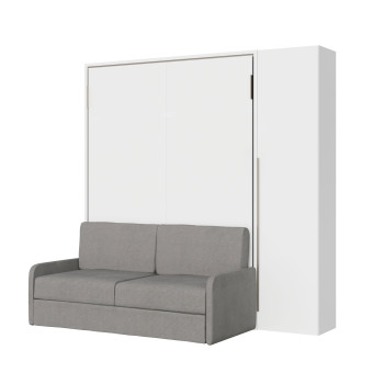 Mod. Versia French 140 avec canapé et armoire avec 1 porte gauche-droite - Lit double escamotable français 140 Versia avec canapé et armoire avec 1 porte droite argile