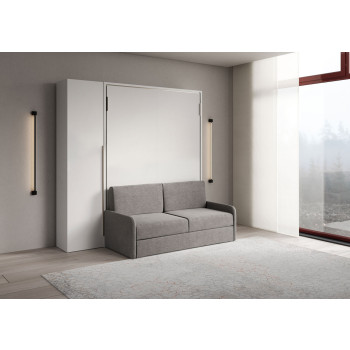 Mod. Versia French 140 avec canapé et armoire avec 1 porte gauche-droite - Lit double escamotable français 140 Versia avec canapé et armoire avec 1 porte gauche argile