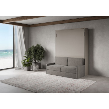 Mod. Versia French 140 avec canapé - Lit double escamotable français 140 Versia avec canapé argile