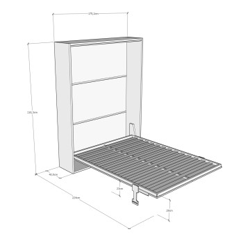 Lit double Mod. Versia 160 cm - Lit escamotable Versia en argile 160 cm